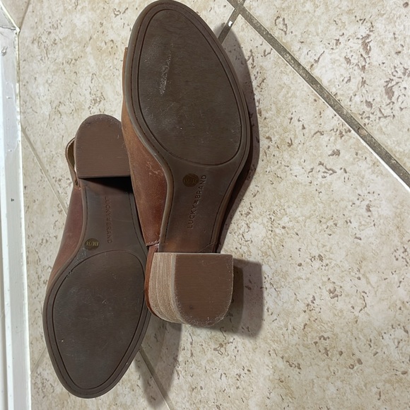 Lucky Brand 
Obelia Cognac Peeptoe Block Heel Sandal - Picture 2 of 5